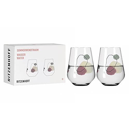 RITZENHOFF 3621002 Wasserglas 500 ml – Serie Sommerwendtraum Set Nr. 2 – 2 Stück mit Aquarellkreisen – Made in Germany von RITZENHOFF