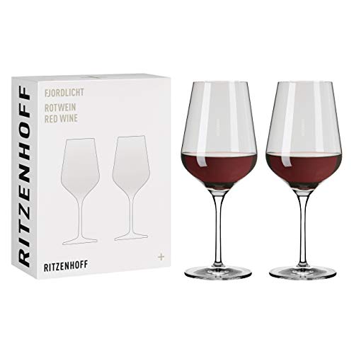 RITZENHOFF 3631002 Rotweinglas 500 ml – Serie Fjordlicht Nr. 2 – 2 Stück mit Farbverlauf Grey – Made in Germany von RITZENHOFF