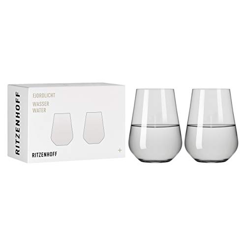 RITZENHOFF 3651002 Wasserglas 500 ml – Serie Fjordlicht Nr. 2 – 2 Stück mit Farbverlauf Grey – Made in Germany von RITZENHOFF