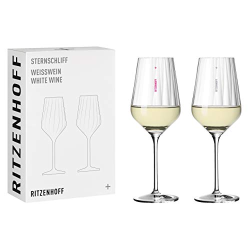 Ritzenhoff 3671001 Weißweinglas Set 300 ml – Serie Sternschliff Set Nr. 1 – 2 Stück – mit Relieflinie – Made in Germany von RITZENHOFF