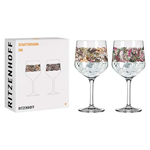 Ritzenhoff 3691002 Gin-Glas 700 ml - Serie Schattenfauna Set Nr. 2 – 2 Stück, Leopard & Eule – Made in Germany von RITZENHOFF