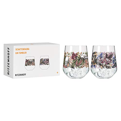 Ritzenhoff 3701001 Gin-Glas 700 ml - Serie Schattenfauna Set Nr. 1 – 2 Stück, Storch & Schmetterling – Made in Germany von RITZENHOFF