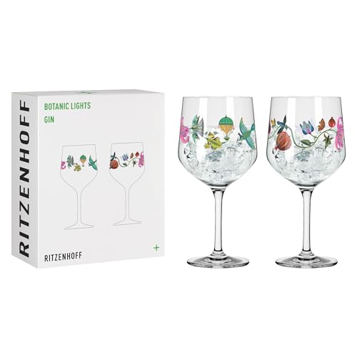 RITZENHOFF 3881002 Gin-Glas - 700 ml - Kelch 2er-Set - Serie Botanic Lights - Motiv Sommer - Made in Germany von RITZENHOFF