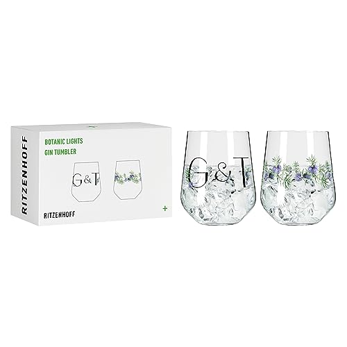 RITZENHOFF 3891001 Gin-Glas 700 ml - 2er-Set - Serie Botanic Lights - 2 Tumbler mit Motiv und Spruch - Made in Germany, Schwarz, Lila, Grün RITZENHOFF 3891001 Gin-Glas 700 ml - 2er-Set - Serie Botanic Lights - 2 Tumbler mit Motiv und Spruch - Made in Germany, Schwarz, Lila, Grün von RITZENHOFF