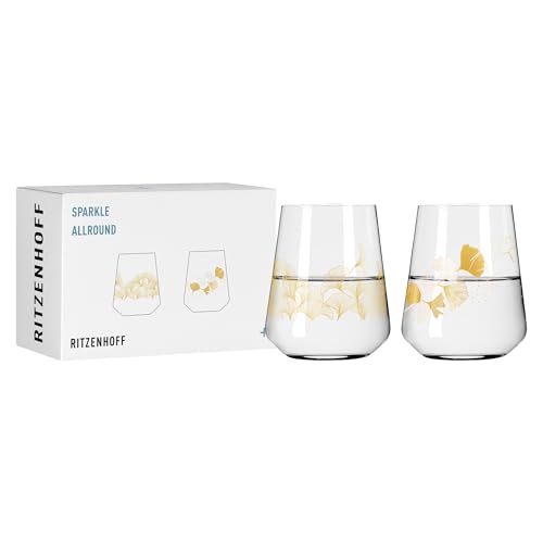 RITZENHOFF 3981003 Universalglas 2er-Set 500 ml - Sparkle Allround - Softdrink-Glas mit Ginko-Motiv - Made in Germany von RITZENHOFF