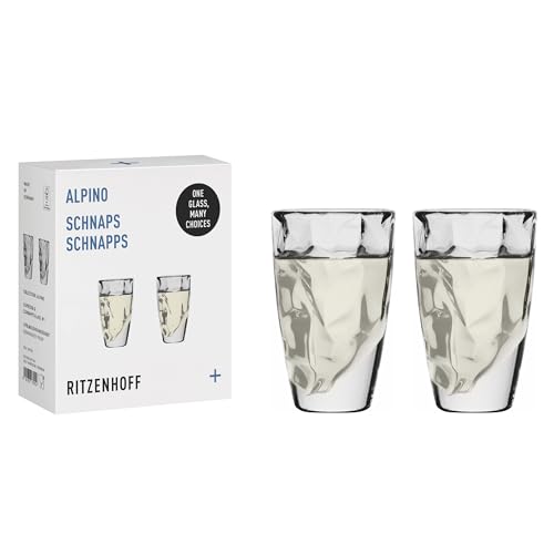 RITZENHOFF 3991001 2in1-Glas für Schnaps oder Espresso - 40 ml - 2er Set - Alpino, mit Relief-Struktur - Made in Germany von RITZENHOFF