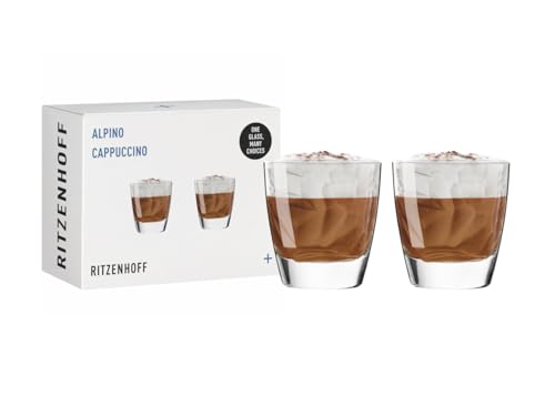 RITZENHOFF 3992001 Cappuccino Glas - 200 ml - 2er Set - Alpino, mit Relief-Struktur - für Kaffee, Kakao, Milch - Made in Germany von RITZENHOFF