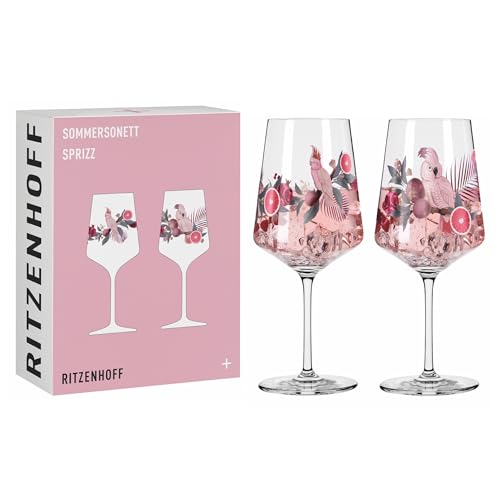 RITZENHOFF 6011003 Aperitifglas 500 ml - 2er Set - Serie Sommersonett - 2 Stück, Motiv Kakadu - Made in Germany von RITZENHOFF