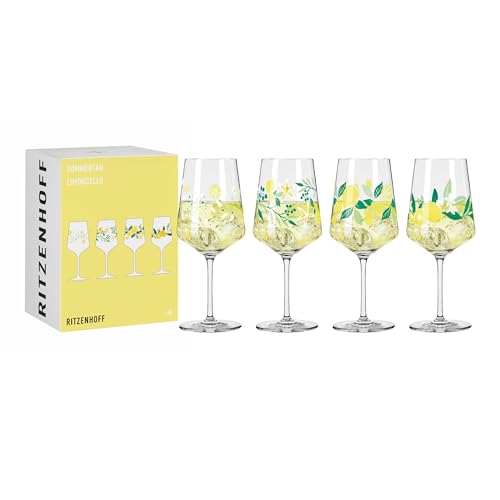 RITZENHOFF 6041004 Aperitifglas-Set 500 ml - Serie Sommertau - für Spritz oder Schorle – Motiv Zitrone- Made in Germany von RITZENHOFF