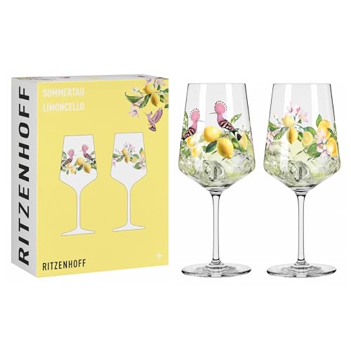 RITZENHOFF 6041005 Aperitif-Glas 500 ml - 2er-Set - Serie Sommertau - für Spritz, Schorle - Motiv Zitrone - Made in Germany, Gelb, Grün, Rosa RITZENHOFF 6041005 Aperitif-Glas 500 ml - 2er-Set - Serie Sommertau - für Spritz, Schorle - Motiv Zitrone - Made in Germany, Gelb, Grün, Rosa von RITZENHOFF