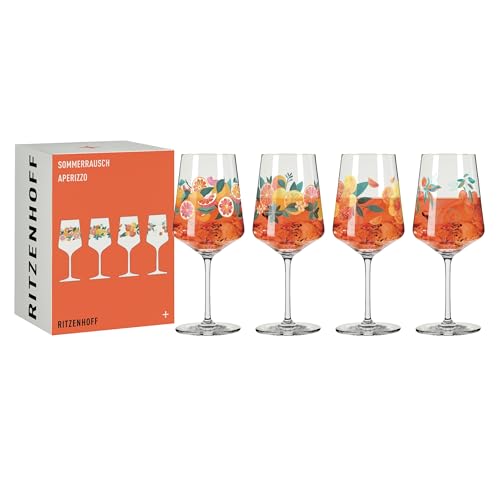 RITZENHOFF 6051005 Aperizzo-Glas - 4er-Set 500 ml - Serie Sommerrausch - Aperitif-Gläser, Motiv orange - Made in Germany von RITZENHOFF