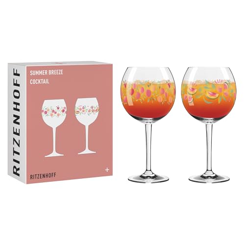 RITZENHOFF 6321001 Aperitif-Glas 500 ml - 2er-Set - Summer Breeze - für Cocktails, mit Frucht-Motiv bunt - Made in Germany von RITZENHOFF
