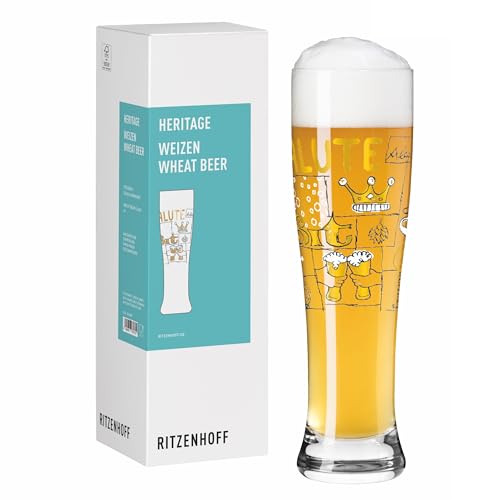 RITZENHOFF 8061002 Weizenbierglas 500 ml - Serie Heritage - mit Game-Motiv und Goldakzenten - Made in Germany von RITZENHOFF