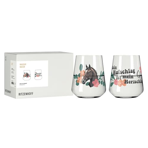 RITZENHOFF 8086004 Universalglas 2er Set 600 ml - Serie Reitgold - Trinkglas mit Pferde-Motiv, Spruch - bunt - Made in Germany RITZENHOFF 8086004 Universalglas 2er Set 600 ml - Serie Reitgold - Trinkglas mit Pferde-Motiv, Spruch - bunt - Made in Germany von RITZENHOFF