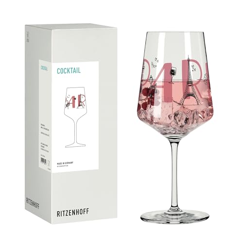 RITZENHOFF 8096007 Cocktail-Glas 500 ml, Serie Entdecker, mit Paris Schriftzug, Rot, Schwarz - Made in Germany RITZENHOFF 8096007 Cocktail-Glas 500 ml, Serie Entdecker, mit Paris Schriftzug, Rot, Schwarz - Made in Germany von RITZENHOFF