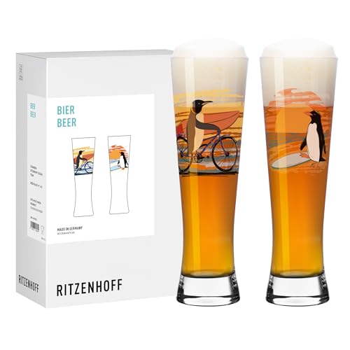 RITZENHOFF 8097001 Weizenbierglas 500 ml - 2er Set - Serie Entdecker - 2 Stück mit Pinguin-Motiv in aufwändigem Digitaldruck RITZENHOFF 8097001 Weizenbierglas 500 ml - 2er Set - Serie Entdecker - 2 Stück mit Pinguin-Motiv in aufwändigem Digitaldruck von RITZENHOFF