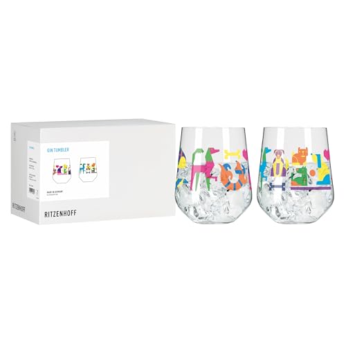 RITZENHOFF 8104001 Gin-Glas Set 700 ml - Serie Tierisch glücklich - 2 Stück Tumbler mit Hunde Motiv bunt - Made in Germany RITZENHOFF 8104001 Gin-Glas Set 700 ml - Serie Tierisch glücklich - 2 Stück Tumbler mit Hunde Motiv bunt - Made in Germany von RITZENHOFF