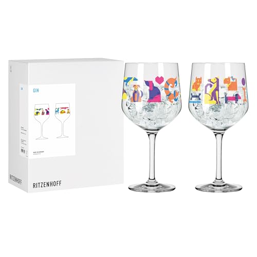 RITZENHOFF 8105001 Gin-Glas Set 700 ml - Serie Tierisch glücklich - 2 Stück mit Gin-Kelch Hunde Motiv bunt - Made in Germany RITZENHOFF 8105001 Gin-Glas Set 700 ml - Serie Tierisch glücklich - 2 Stück mit Gin-Kelch Hunde Motiv bunt - Made in Germany von RITZENHOFF