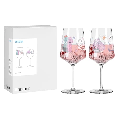 RITZENHOFF 8106002 Cocktail-Glas 2er Set 600 ml, Serie Tierisch glücklich, 2 Stück mit Pudel Motiv bunt - Made in Germany RITZENHOFF 8106002 Cocktail-Glas 2er Set 600 ml, Serie Tierisch glücklich, 2 Stück mit Pudel Motiv bunt - Made in Germany von RITZENHOFF