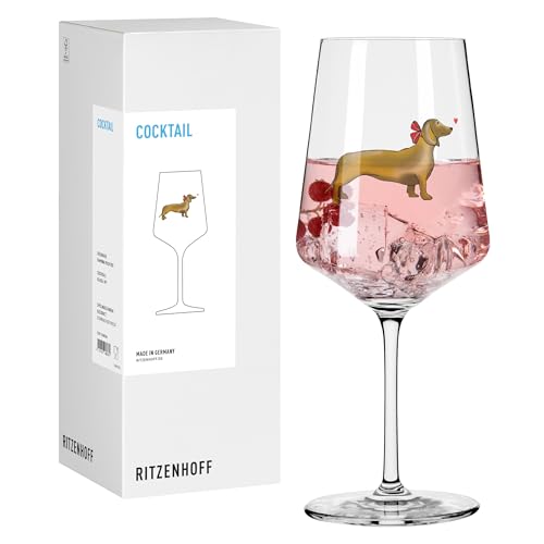 RITZENHOFF 8106006 Cocktail-Glas 500 ml, Serie Tierisch glücklich, Motiv Dackel mit roter Schleife - Made in Germany RITZENHOFF 8106006 Cocktail-Glas 500 ml, Serie Tierisch glücklich, Motiv Dackel mit roter Schleife - Made in Germany von RITZENHOFF