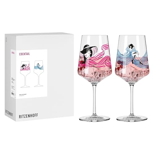 RITZENHOFF 8115001 Cocktail-Glas 2er Set 500 ml, Serie Fashion, 2 Stück mit Kleider-Model Motiv bunt - Made in Germany RITZENHOFF 8115001 Cocktail-Glas 2er Set 500 ml, Serie Fashion, 2 Stück mit Kleider-Model Motiv bunt - Made in Germany von RITZENHOFF
