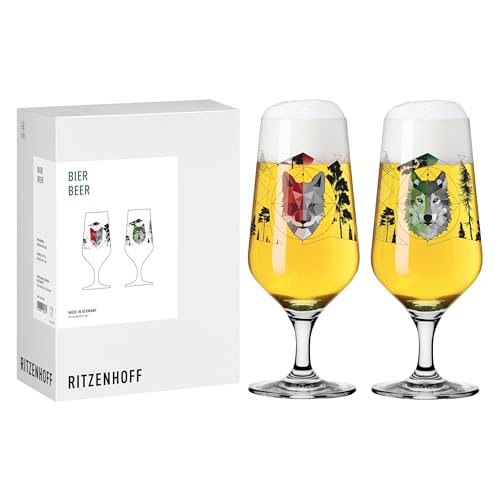 RITZENHOFF 8121001 Bier-Glas 330 ml, 2er Set Serie Jäger & Sammler, mit Motiv Wolf, Fuchs - Made in Germany RITZENHOFF 8121001 Bier-Glas 330 ml, 2er Set Serie Jäger & Sammler, mit Motiv Wolf, Fuchs - Made in Germany von RITZENHOFF