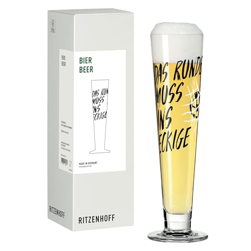 RITZENHOFF 8161003 Bier-Glas 330 ml, Serie Fußball, Nr. 3 mit Spruch, schwarz-weiß - Made in Germany von RITZENHOFF