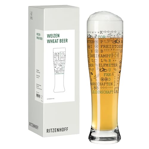 RITZENHOFF 8163001 Weizenbierglas 500 ml - Serie Fußball, Nr. 1- mit Motiven und Fußball-Fachbegriffen, schwarz von RITZENHOFF