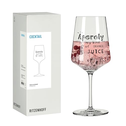 RITZENHOFF 8171002 Cocktail-Glas 500 ml, Serie Sprüche, mit lustigem Schriftzug Aperoly - modern, Made in Germany von RITZENHOFF
