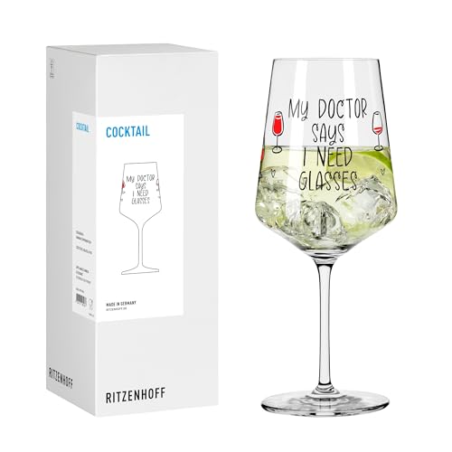 RITZENHOFF 8171018 Cocktail-Glas 500 ml, Serie Sprüche, mit lustigem Motiv my doctor says I need glasses - modern, Made in Germany RITZENHOFF 8171018 Cocktail-Glas 500 ml, Serie Sprüche, mit lustigem Motiv my doctor says I need glasses - modern, Made in Germany von RITZENHOFF