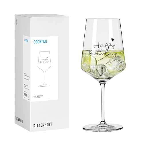 RITZENHOFF 8171021 Cocktail-Glas 500 ml, Serie Sprüche, mit Schriftzug Happy Birthday - modern, Made in Germany von RITZENHOFF