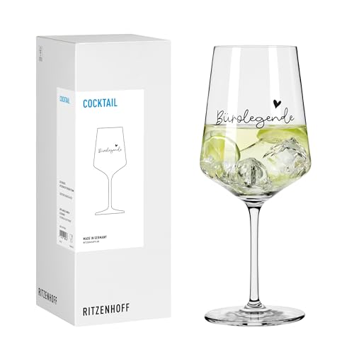 RITZENHOFF 8171023 Cocktail-Glas 500 ml, Serie Sprüche, mit lustigem Schriftzug Bürolegende - modern, Made in Germany von RITZENHOFF