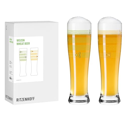 RITZENHOFF 8184001 Weizenbierglas 500 ml im 2er Set, Serie Farm, Nr.1 & 2 mit Ernte Motiv in Grün und Gelb - Made in Germany RITZENHOFF 8184001 Weizenbierglas 500 ml im 2er Set, Serie Farm, Nr.1 & 2 mit Ernte Motiv in Grün und Gelb - Made in Germany von RITZENHOFF