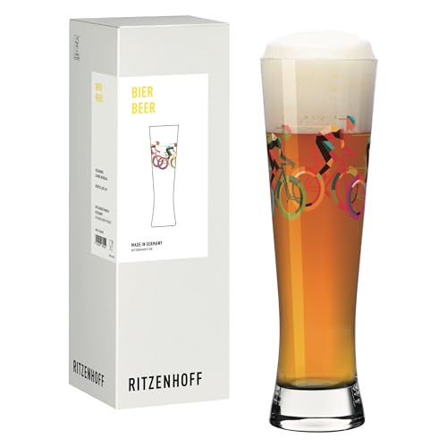 RITZENHOFF 8261001 Bier-Glas 330 ml - Serie Radsport - Motiv mit drei Rennradfahrern, bunt - Made in Germany von RITZENHOFF