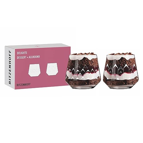 RITZENHOFF 6121001 Dessert Glas 2er-Set 420 ml - Serie Delights - Nachtisch-Becher, Illustration Weiß - Made in Germany von RITZENHOFF