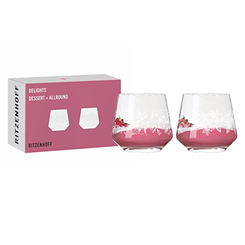 RITZENHOFF 6121002 Dessert Glas 2er-Set 420 ml – Serie Delights – Nachtisch-Becher, Illustration Weiß – Made in Germany von RITZENHOFF