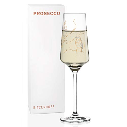 Ritzenhoff Prosecco Proseccoglas von Marvin Benzoni (Sparrows), aus Kristallglas, 233 ml, mit echtem Gold und Platin, 1 Stück (1er Pack) von RITZENHOFF