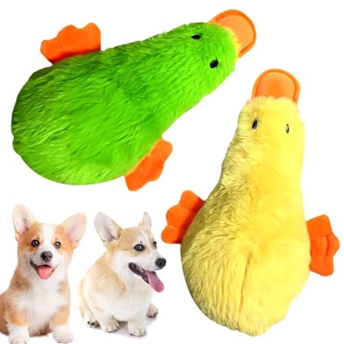 RIUAHST 2PCS Quietschendes Hundespielzeug,Interaktives Hundespielzeug,Interaktives Hundekauspielzeug,Entenform Plüsch Kauspielzeug für Welpen,für Kleine und Mittelgroße Hunde von RIUAHST