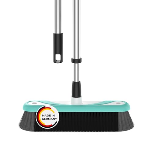 Rival Besen mit umlaufender Gummierung & Teleskopstiel türkis – Besen & Stiel mit Besatz aus Rosshaarmischung – ergonomisch geformter Teleskopbesen – Kehrbesen für Drinnen & Draußen von RIVAL