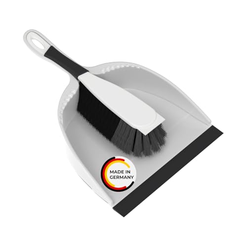 Rival Kehrgarnitur mit Lippe & gummiertem Griff stahlgrau – Handfeger & Schaufel mit Rosshaarmischung – ergonomisch geformtes Besen & Kehrschaufel Set – Kehrschaufel & Handfeger für Drinnen & Draußen von RIVAL