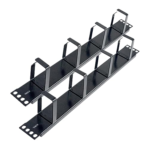 RIVECO 2PCS 1U Cable Management for Racks & Server Cabinets Managing Cord & Wire, Cable Raceway for 19” Rack Mount 4 D-rings Standard Capacity Black, 2 Pieces von RIVECO