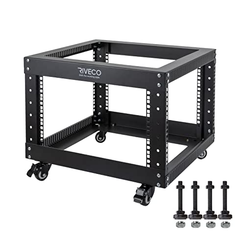 RIVECO 6U Offener Rahmen Server Rack mit Rädern, strapazierfähig, 4 Pfosten, schnelle Montage, 48,3 cm, unterstützt 600 kg, Schwarz RIVECO 6U Offener Rahmen Server Rack mit Rädern, strapazierfähig, 4 Pfosten, schnelle Montage, 48,3 cm, unterstützt 600 kg, Schwarz von RIVECO