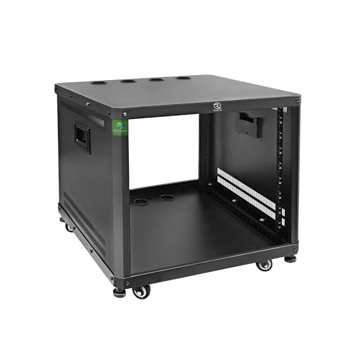 RIVECO Obtuse Angel 9U Netzwerk- und Audio-Rack mit Füßen und Rädern, Obtuse Angel Server-Rack, Rollstudio-Rack mit verstellbaren Tiefenschienen für 48,3 cm (19 Zoll) Stereo-Aufnahmen und von RIVECO