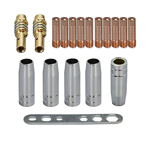 RIVERWELD MIG MAG Kontaktspitzen 0,6 mm M6 140.0008 Spitzenträger Diffusor 002.0078 Kegelige Gasdüse 12,0 mm 145.0075 Abdeckung Sortimentsgrößen-Kit für MB15 15AK Schweißbrenner 18 Stück von RIVERWELD