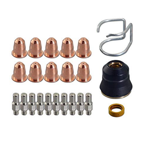 RIVERWELD 23pcs Plasma Elektroden PR0110 Düse 0,8 PD0116-08 Schild Tasse PC0116 Diffusor PE0106 Spacer Guide CV0010 Verbrauchsmaterial Für S45 Fackel von RIVERWELD