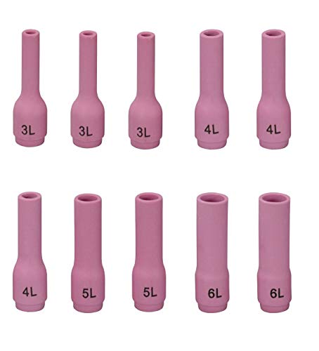 RIVERWELD WIG Aluminiumoxid-Düsen Keramikbecher Längs 796F70 3L# 5,0 mm 796F71 4L# 6,5 mm 796F72 5L# 8,0 mm 796F73 6L# 9,5 mm für SR WP 9 20 25 TIG-Schweißbrenner Packung mit 10 Stück von RIVERWELD