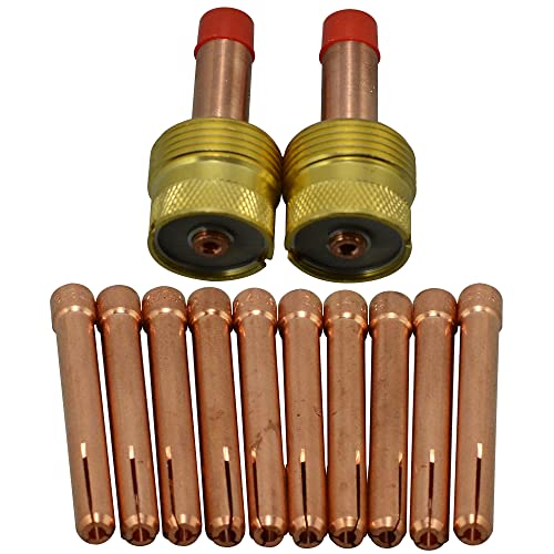 RIVERWELD WIG-Gasspiegel-Kollektorengehäuse Jumbo, großer Durchmesser 995795, 10N25 3,2 mm Sortiment mit verschiedenen Größen, passend für SR WP 17 18 26 TIG-Schweißbrenner, 12 Stück RIVERWELD WIG-Gasspiegel-Kollektorengehäuse Jumbo, großer Durchmesser 995795, 10N25 3,2 mm Sortiment mit verschiedenen Größen, passend für SR WP 17 18 26 TIG-Schweißbrenner, 12 Stück von RIVERWELD