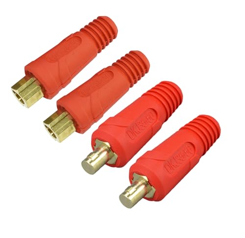 RIVERWELD WIG-Schweißkabel-Paneelanschlussstecker - Stecker DKJ35-50 & EDKL35-50 315 Ampere Schnellverbindungsfitting Rot Farbe Packung mit 4 Stück von RIVERWELD