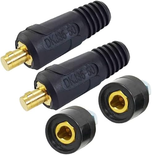 RIVERWELD WIG-Schweißkabel-Panelstecker-Buchsenset DKJ35-50 & DKZ35-50 Schnellverschluß 315Amp Schwarz 4 Stück von RIVERWELD