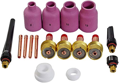 RIVERWELD TIG-Gaslinsen-Kolbenkörpern Großformat mit großer Durchmesser 45V 10N Aluminiumoxid-Düsen Keramikbecher 53N 57N Serie Isolator-Gasdichtung 54N63 für SR WP 17 18 26 WIG-Schweißbrenner 17St von RIVERWELD
